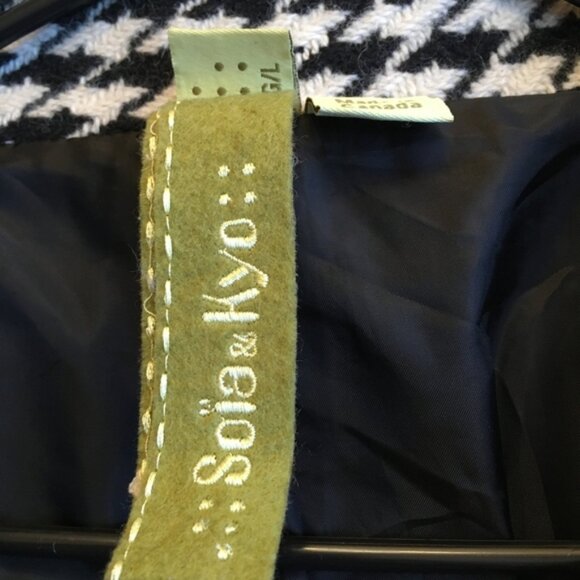 SOIA & KYO WOOL JACKET IN BLACK AND WHITE HOUNDSTOOTH PRINT - Picture 4 of 8